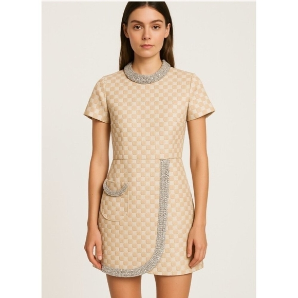 Barker"s Tre"s Chic Women's Dress with Asymmetrical Cut Decorative Beading Sze M - Picture 1 of 15